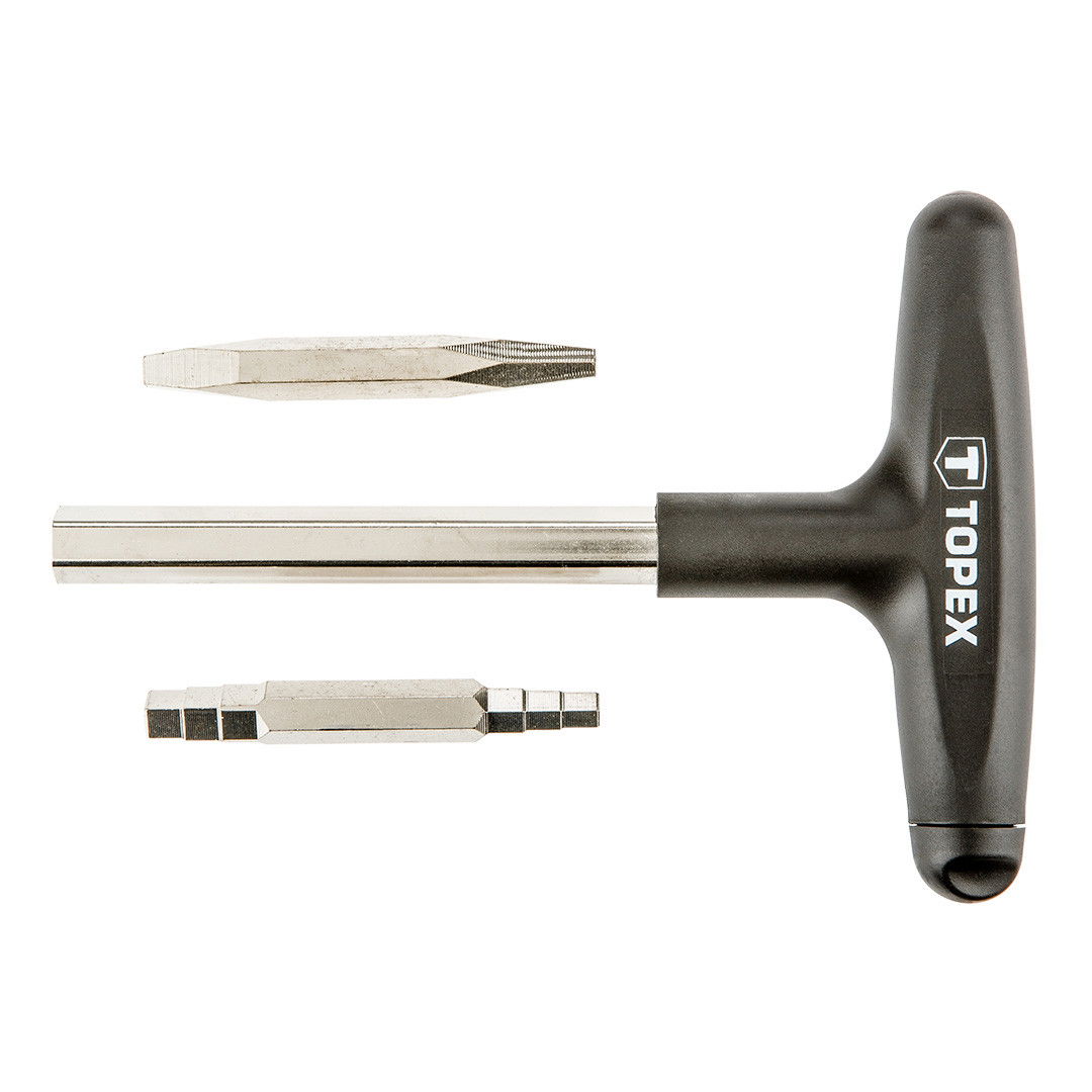 Topex 34D078 lépcsős kulcs T-markolattal, 6.3-7.9 mm négyszög, 6.3-7.9 mm hatszög termék fő termékképe