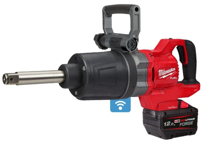 Milwaukee M18 ONEFHIWF1D-121C akkus ONE-KEY™ FUEL™ szénkefe nélküli D-fogantyús ütvecsavarozó biztosítógyűrűvel, 1" négyszög meghajtással (1 x M18 FB12 REDLITHIUM™ FORGE™ akkuval, kofferben) termék fő termékképe