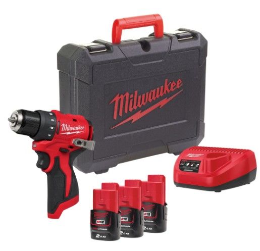 Milwaukee M12 BLDDRC-203C M12™ kompakt szénkefe nélküli fúró-csavarozó (3 x 2.0 Ah Li-ion akkuval) termék fő termékképe