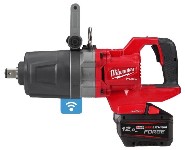 Milwaukee M18 ONEFHIWF1DS-121C akkus ONE-KEY™ FUEL™ szénkefe nélküli D-fogantyús ütvecsavarozó biztosítógyűrűvel, 1" négyszög meghajtással (1 x M18 FB12 REDLITHIUM™ FORGE™ akkuval, kofferben) (PROMO) termék fő termékképe