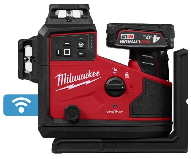 Milwaukee M12 A3PLO-401C akkus zöld, automatikus beállítású, 360°-os, 3 síkú lézer (1 x 4.0 Ah Li-ion akkuval, kofferben) termék fő termékképe