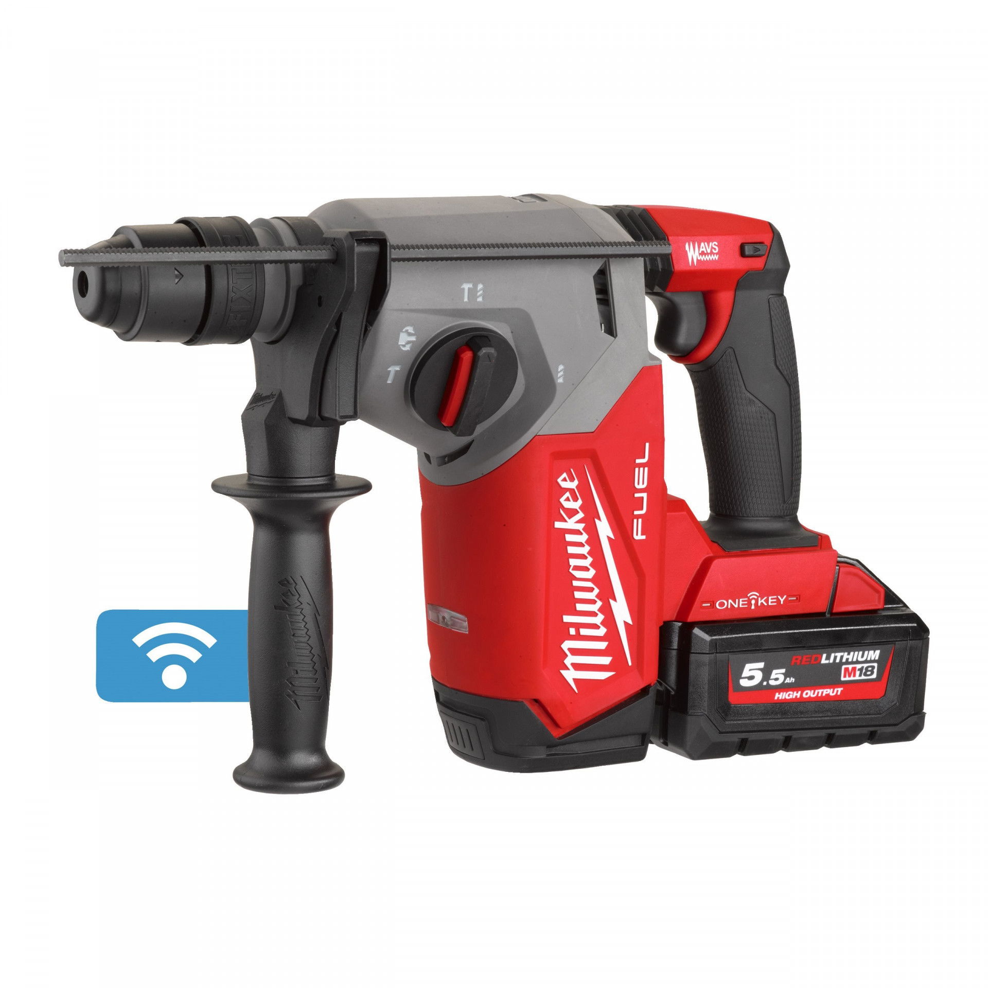 Milwaukee M18 ONEFHX-552X akkus ONE-KEY™ FUEL™ SDS-plus fúró-vésőkalapács (2 x 5.5 Ah Li-ion akkuval, Heavy Duty kofferben) termék fő termékképe