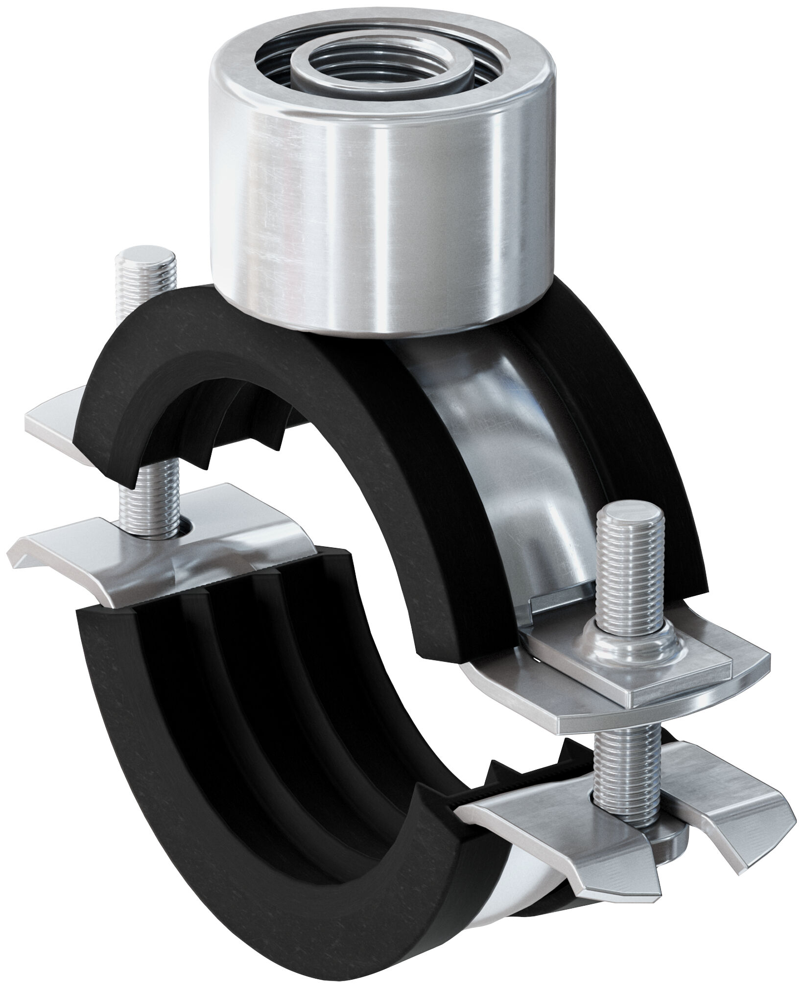 Fischer FRS Triple 21-23 M8 / M10 / 1/2" kétcsavaros csőbilincs hangszigetelő betéttel, 100 db/csomag termék fő termékképe